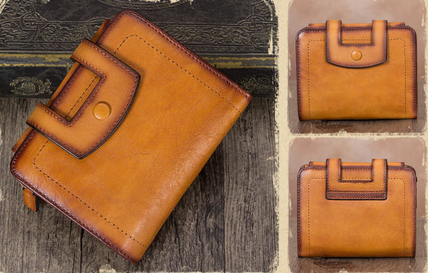 Small Womens Designer Leather Wallet With Zip Around Coin Purse for Women Boutique