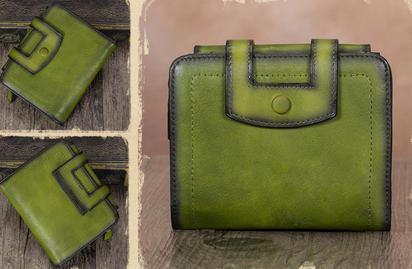 Small Womens Designer Leather Wallet With Zip Around Coin Purse for Women Cool