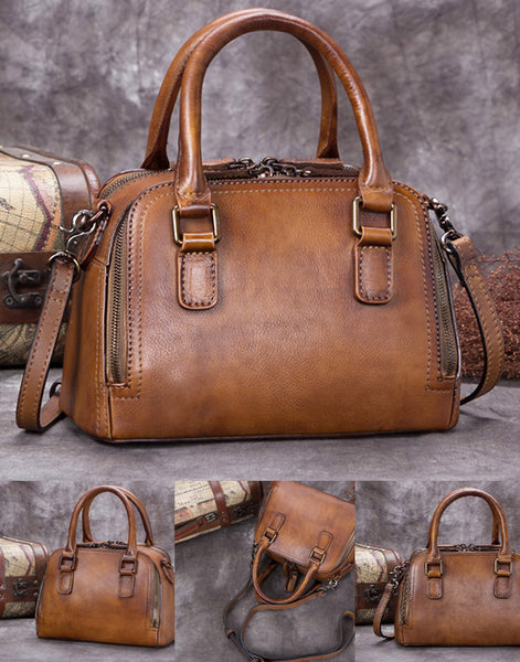 Vintage Women's Genuine Leather Handbags Over The Shoulder Purse For Women Chic
