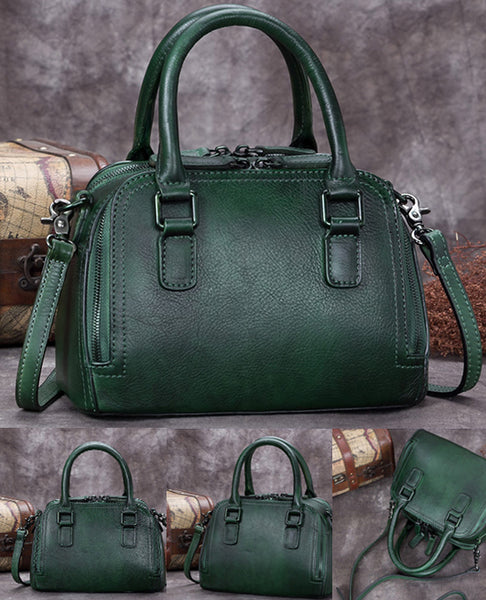 Vintage Women's Genuine Leather Handbags Over The Shoulder Purse For Women Cowhide
