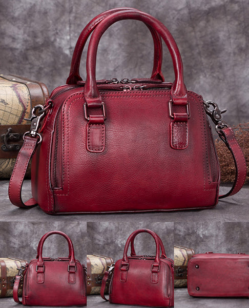 Vintage Women's Genuine Leather Handbags Over The Shoulder Purse For Women Genuine Leather