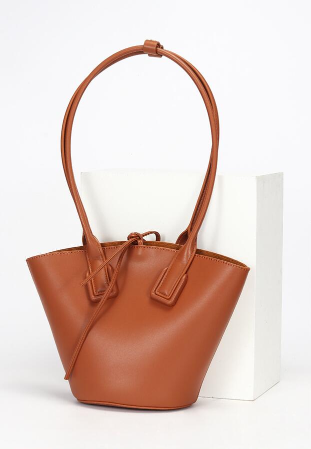 Small Womens Genuine Leather Bucket Handbags Shoulder Bag For Women Chic