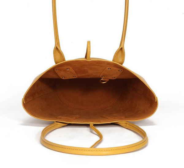 Small Womens Genuine Leather Bucket Handbags Shoulder Bag For Women Inside