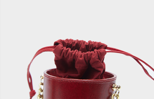 Small Womens Green Leather Crossbody Bucket Bag Handbags Purse for Women Minimalist