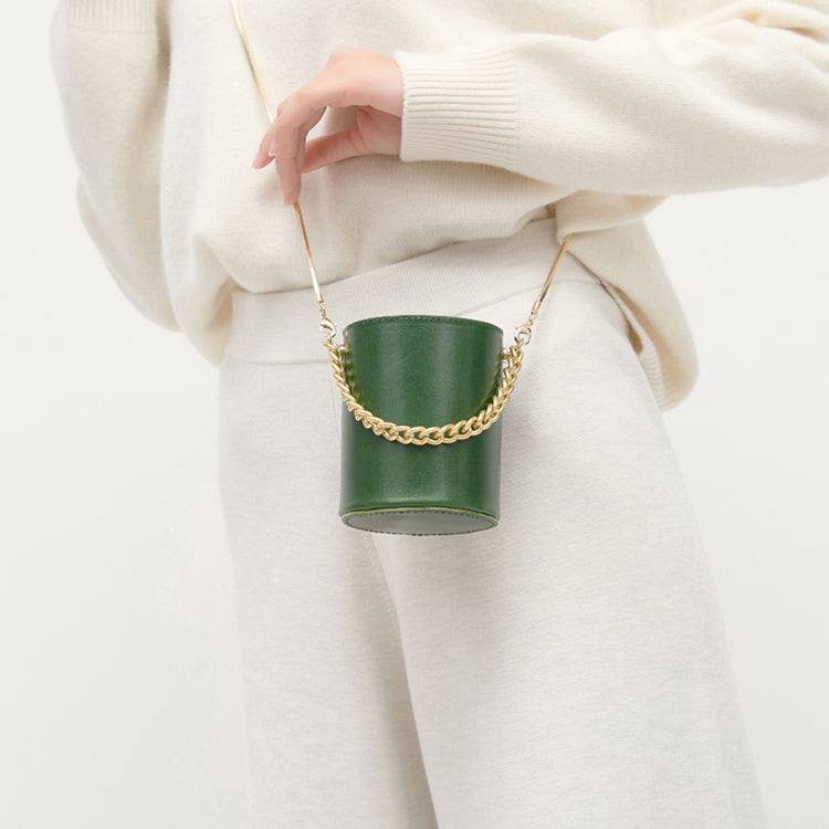 Small Womens Green Leather Crossbody Bucket Bag Handbags Purse for Women cool