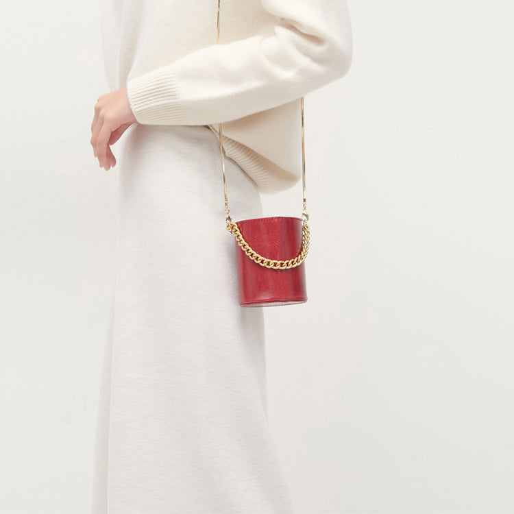 Small Womens Green Leather Crossbody Bucket Bag Handbags Purse for Women Accessories