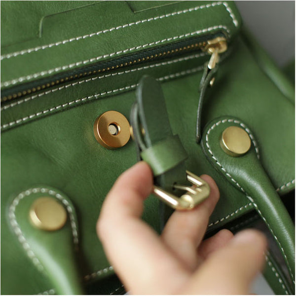 Small Womens Green Leather Crossbody Tote Bag Shoulder Handbags Purse for Women Funky