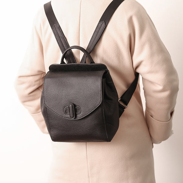 Small Womens Leather Backpack Purse Cute Backpacks for Women black