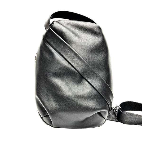 Small Womens Leather Chest Backpack Purse Black Sling Bags Casual