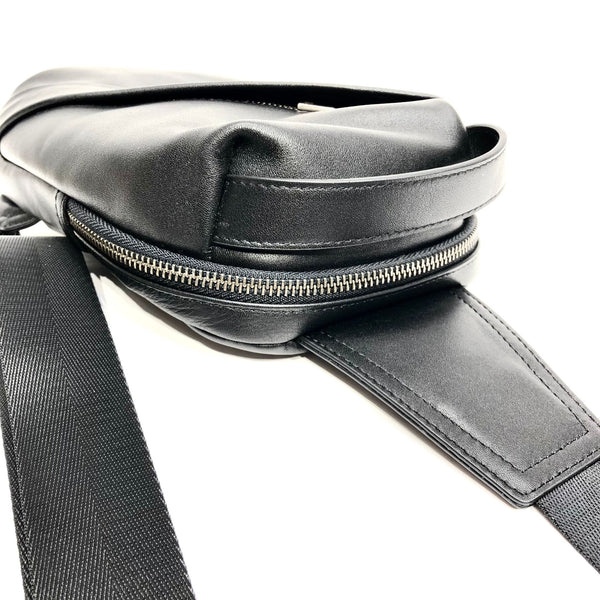 Small Womens Leather Chest Backpack Purse Black Sling Bags Cowhide