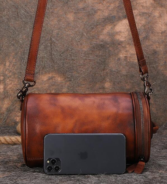 Small Womens Leather Crossbody Bucket Bag Handbags For Women Cowhide