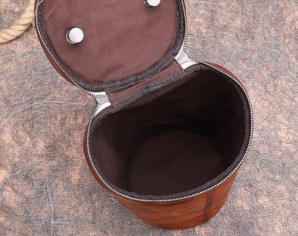 Small Womens Leather Crossbody Bucket Bag Handbags For Women Inside