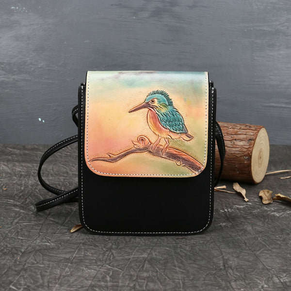 Small Womens Black Leather Crossbody Satchel Bag Shoulder Purse For Women