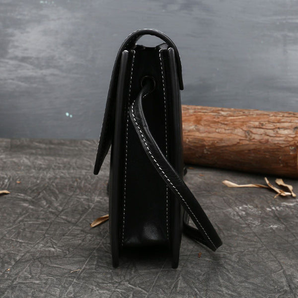 Small Womens Leather Crossbody Satchel Bag Over The Shoulder Purse For Women Black