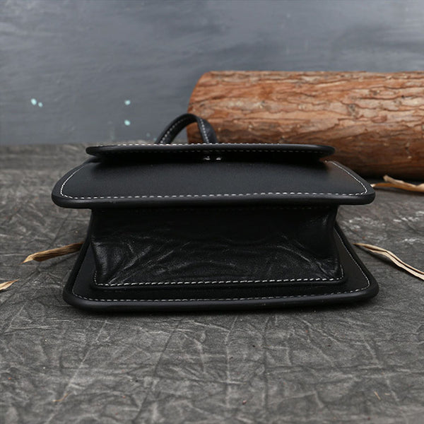 Small Womens Leather Crossbody Satchel Bag Over The Shoulder Purse For Women Cowhide