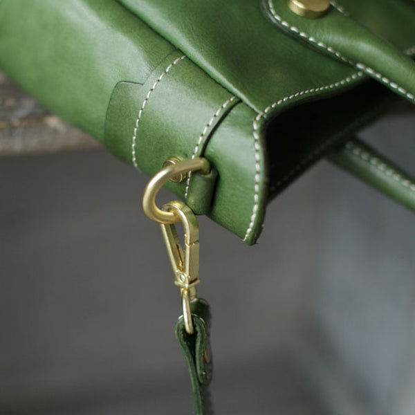 Small Womens Green Leather Crossbody Tote Bag Shoulder Handbags Purse for Women Details