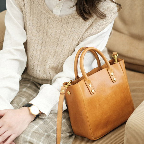 Small Womens Leather Crossbody Tote Brown Leather Handbag For Women Badass