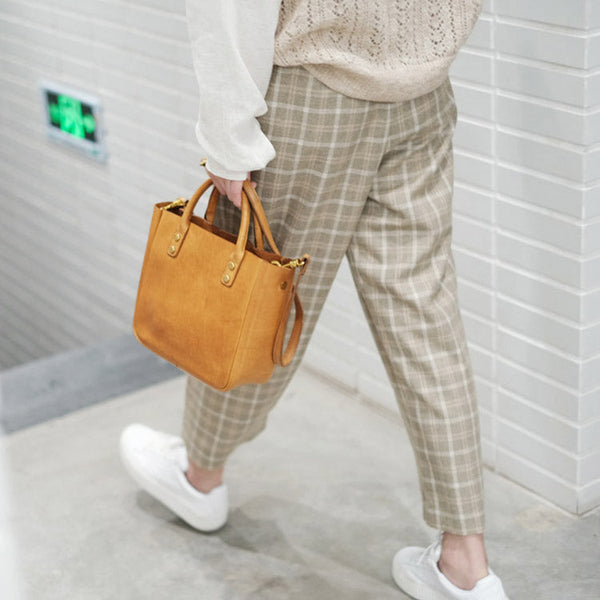 Small Womens Leather Crossbody Tote Brown Leather Handbag For Women Beautiful