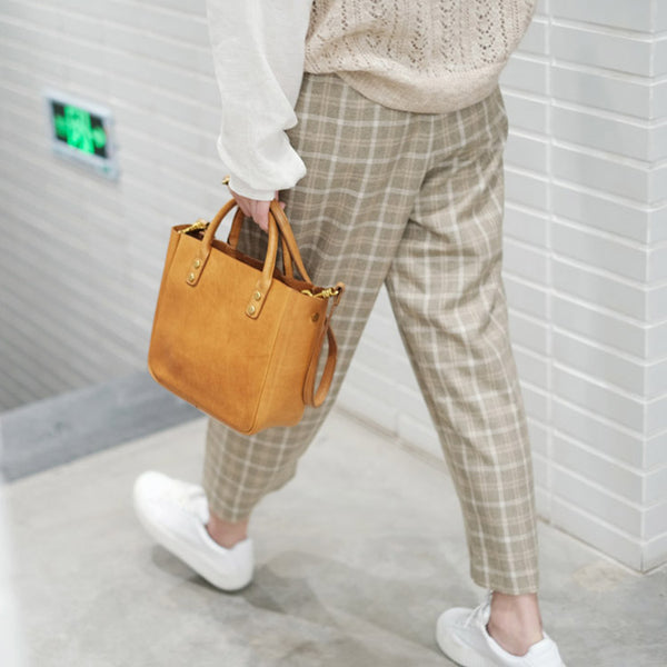 Small Womens Leather Crossbody Tote Brown Leather Handbag For Women Beautiful