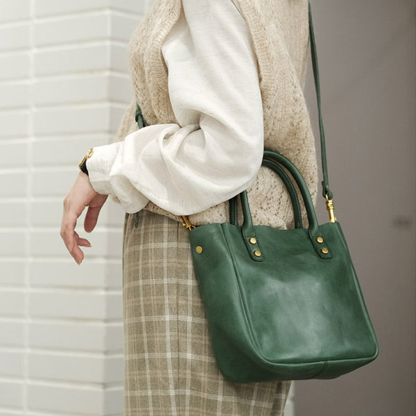 Small Womens Leather Crossbody Tote Brown Leather Handbag For Women Casual