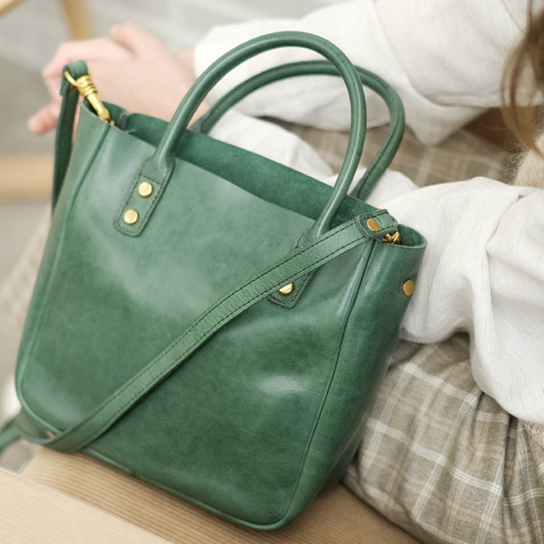 Small Womens Leather Crossbody Tote Brown Leather Handbag For Women Durable