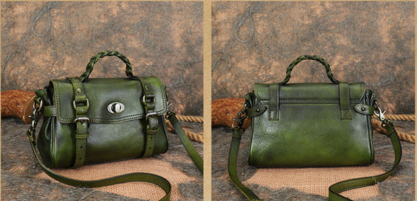 Small Womens Leather Satchel Purse Genuine Leather Crossbody Bags Casual