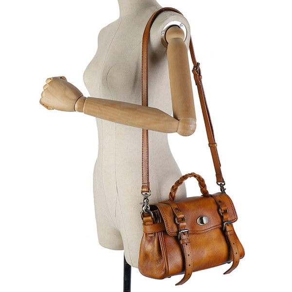 Small Womens Leather Satchel Purse Genuine Leather Crossbody Bags Chic