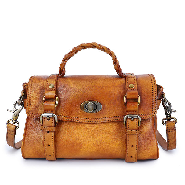 Small Womens Leather Satchel Purse Genuine Leather Crossbody Bags Genuine-Leather