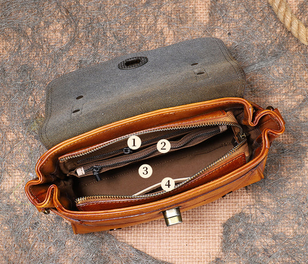 Small Womens Leather Satchel Purse Genuine Leather Crossbody Bags Inside