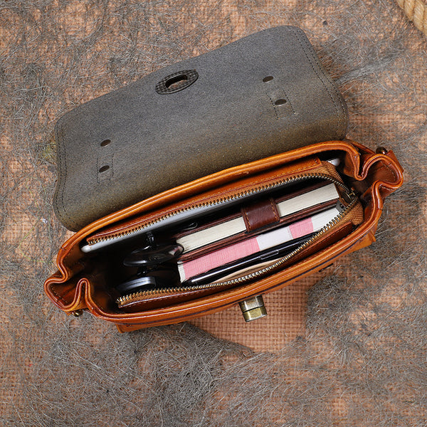 Small Womens Leather Satchel Purse Genuine Leather Crossbody Bags Vintage