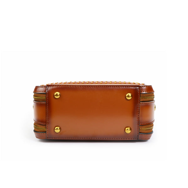 Small Womens Squar Leather Crossbody Purse Shoulder Handbags For Women Brown