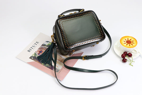 Small Womens Squar Leather Crossbody Purse Shoulder Handbags For Women Cowhide