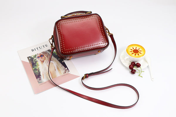 Small Womens Squar Leather Crossbody Purse Shoulder Handbags For Women Details