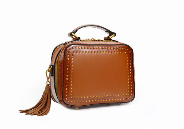 Small Womens Squar Leather Crossbody Purse Shoulder Handbags For Women Handmade