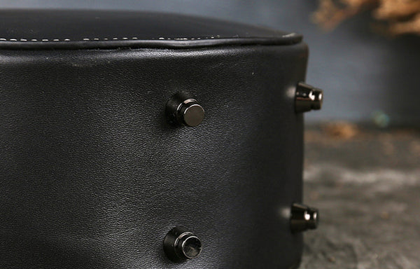 Small Womens Ttooled Leather Circle Bag Round Leather Crossbody Bag For Women Quality