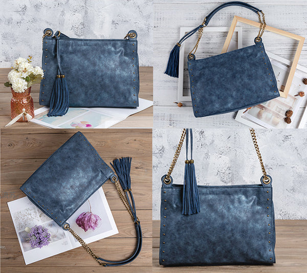 Womens Vegan Leather Casual Handbags With Fringe Ladies Shoulder Bag Cool