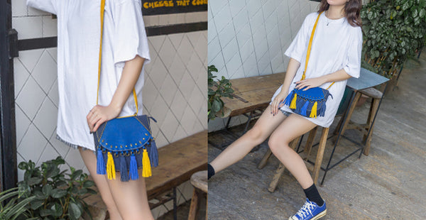 Small Womens Vegan Western Leather Fringe Purse Crossbody Hobo Bag Fashion