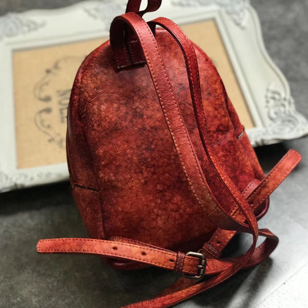 Small Womens Vintage Leather Backpack Purse Brown Rucksack Cool