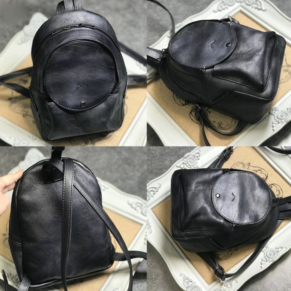 Womens Real Leather Backpack Purse Bag Vintage Leather Rucksack for Women
