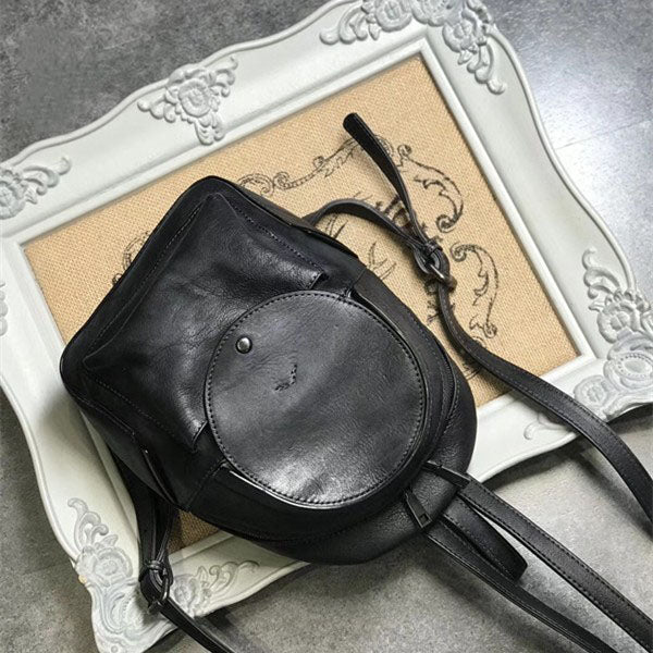 Small Womens Vintage Leather Backpack Purse Brown Rucksack Cool