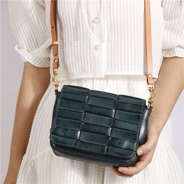 Vegetable Tanned Leather Crossbody Satchel Side Bags For Women