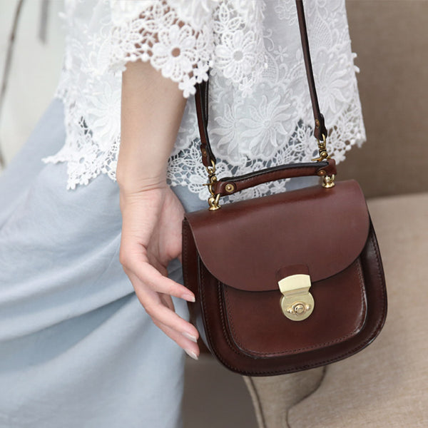 Small Womens Brown Leather Crossbody Handbags Bags Purse for Women