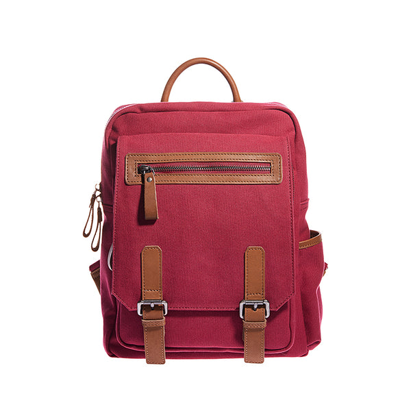 Square Women's Canvas And Leather Backpack Purse Rucksack Bag For Women Cute