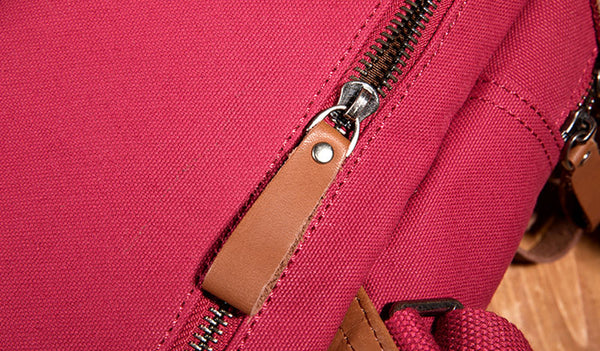 Square Women's Canvas And Leather Backpack Purse Rucksack Bag For Women Stylish