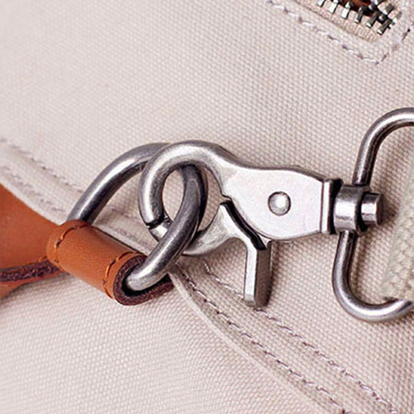 Square Green Canvas Leather Rucksack Travel Backpack Purse Bags for Women Details