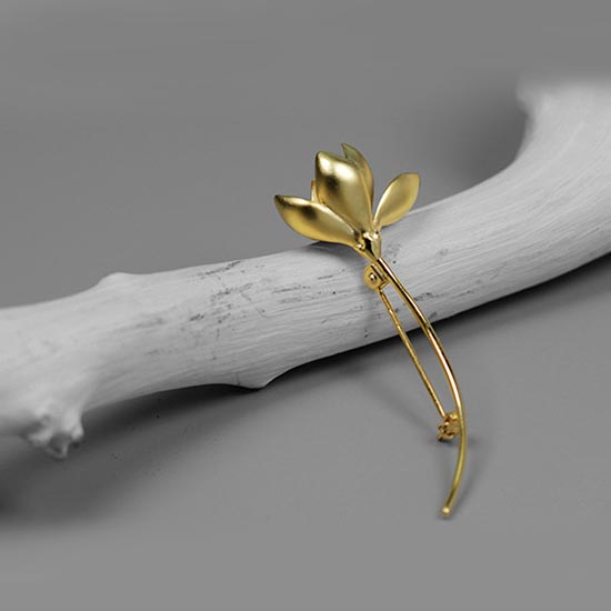 Sterling Silver Brooch Classical Charm Jewelry women gold