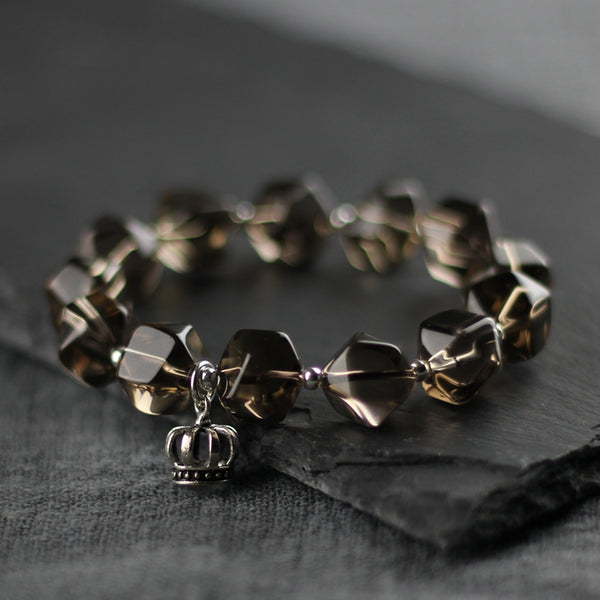 Charm Sterling Silver Crown and Clear Crystal Beaded Bracelets for Women