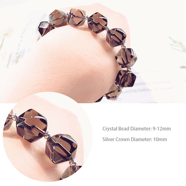 Sterling Silver Crown and Grey Crystal Beaded Bracelets for Women Details