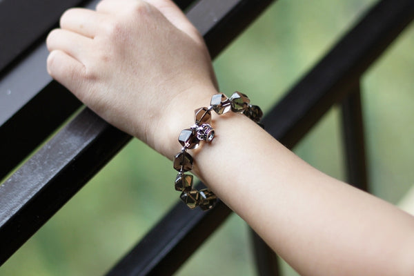 Sterling Silver Crown and Grey Crystal Beaded Bracelets for Women Quality
