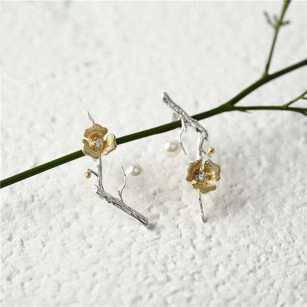 Sterling Silver Flower Stud Earrings Handmade Jewelry Gifts Accessories for Women